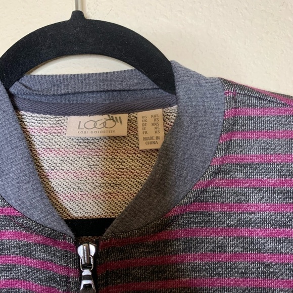LOGO Lori Goldstein Stripe French Terry Zip Jacket - Picture 5 of 5
